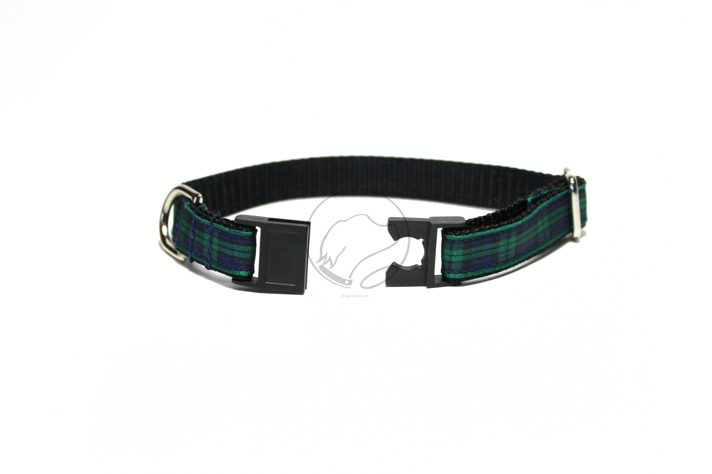 Blackwatch green edge clan tartan - dog collar