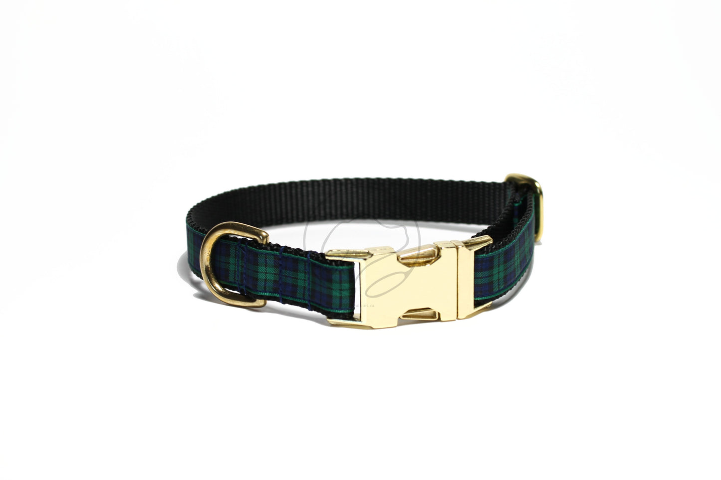 Blackwatch green edge clan tartan - dog collar