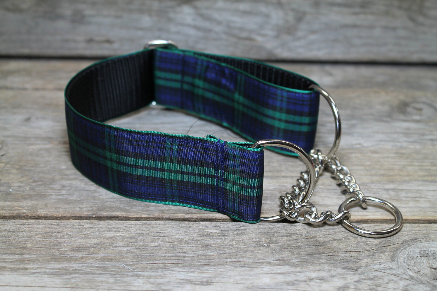 Blackwatch green edge clan tartan - dog collar
