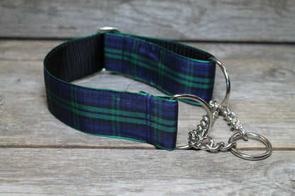 Blackwatch green edge clan tartan - dog collar