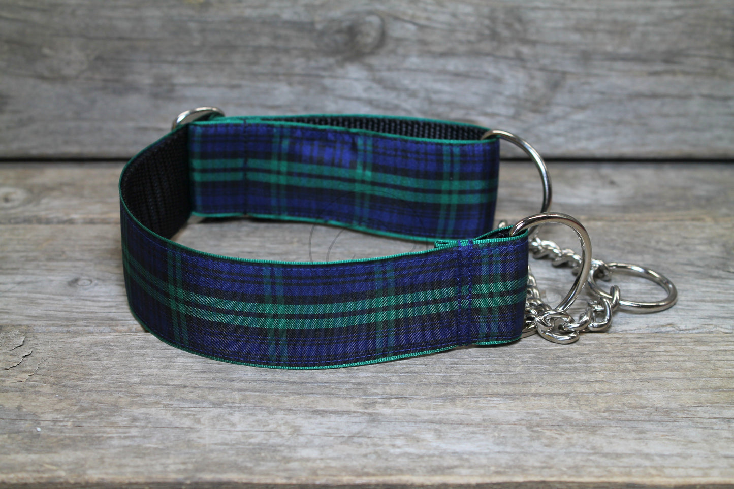 Blackwatch green edge clan tartan - dog collar