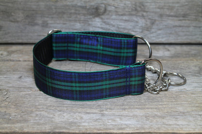 Blackwatch green edge clan tartan - dog collar