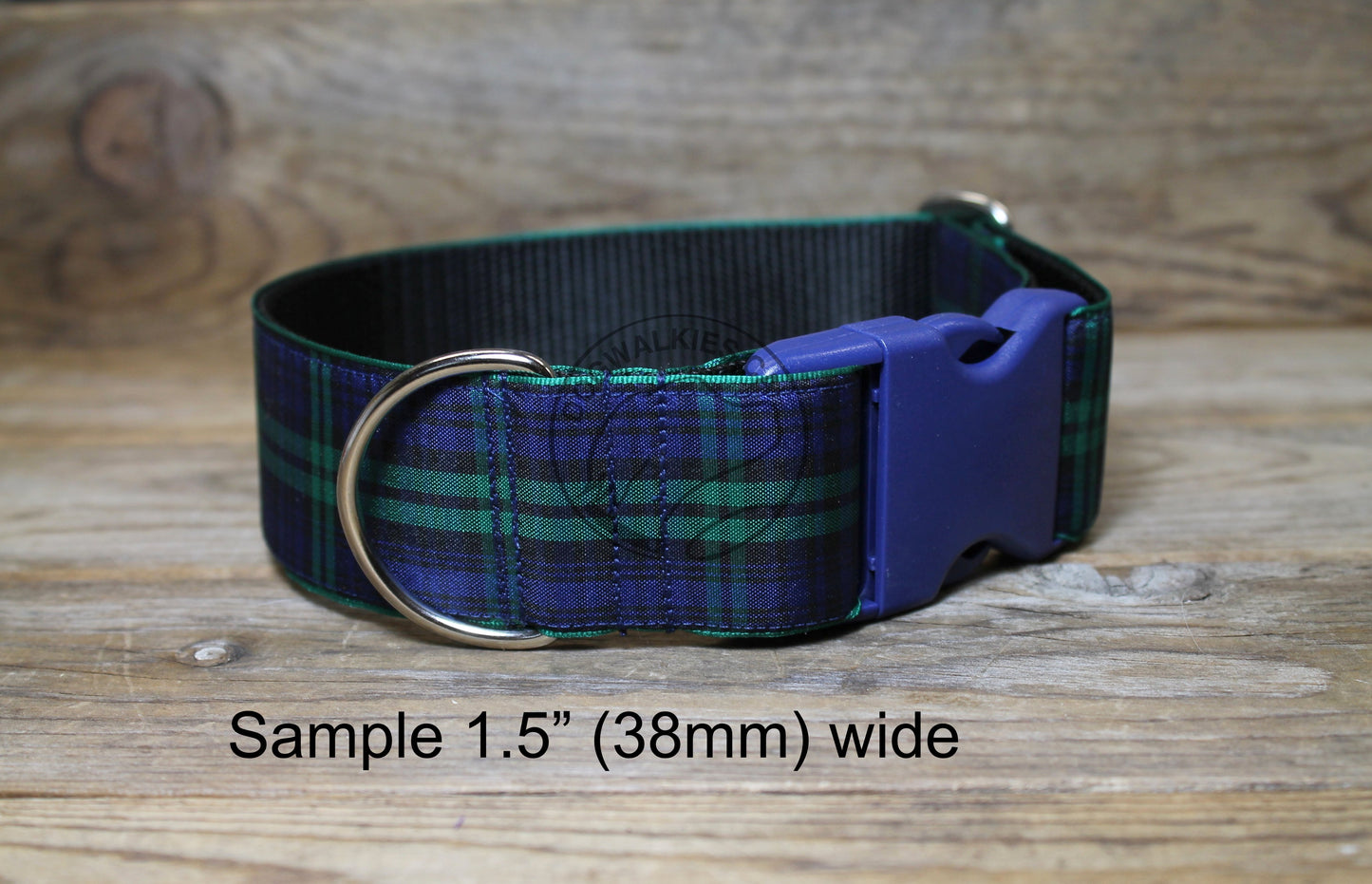 Blackwatch green edge clan tartan - dog collar