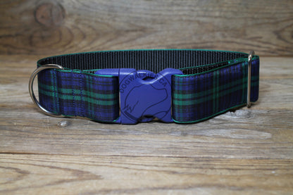 Blackwatch green edge clan tartan - dog collar