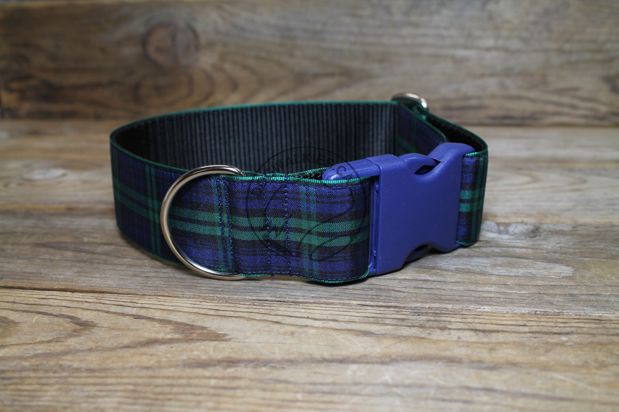 Blackwatch green edge clan tartan - dog collar