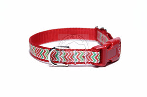 Christmas Zig Zag Chevrons - dog collar