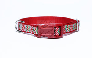 Christmas Zig Zag Chevrons - dog collar