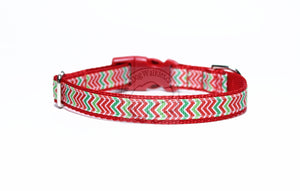 Christmas Zig Zag Chevrons - dog collar