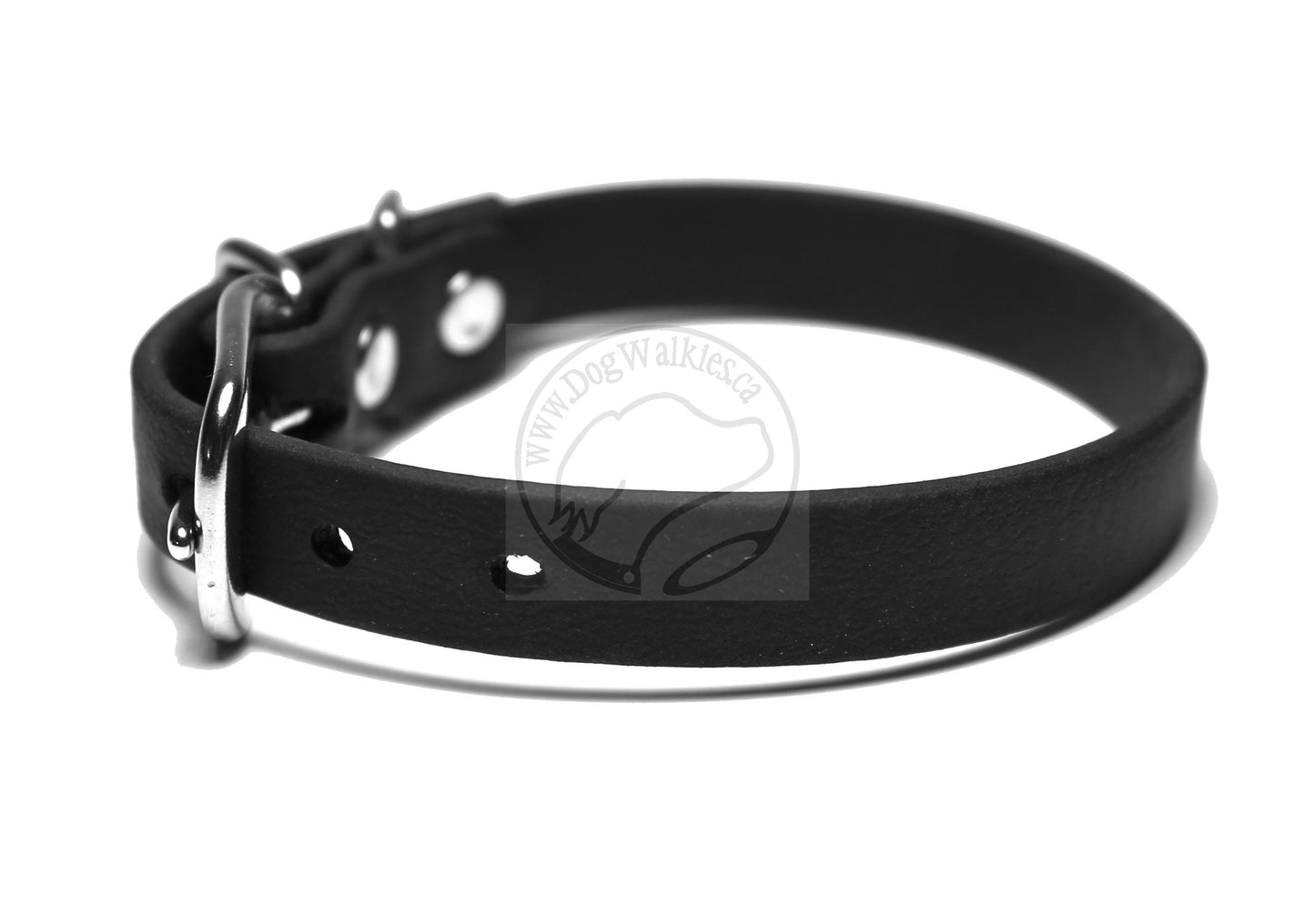 Jet Black Biothane Small Dog Collar - 1/2" (12mm) wide