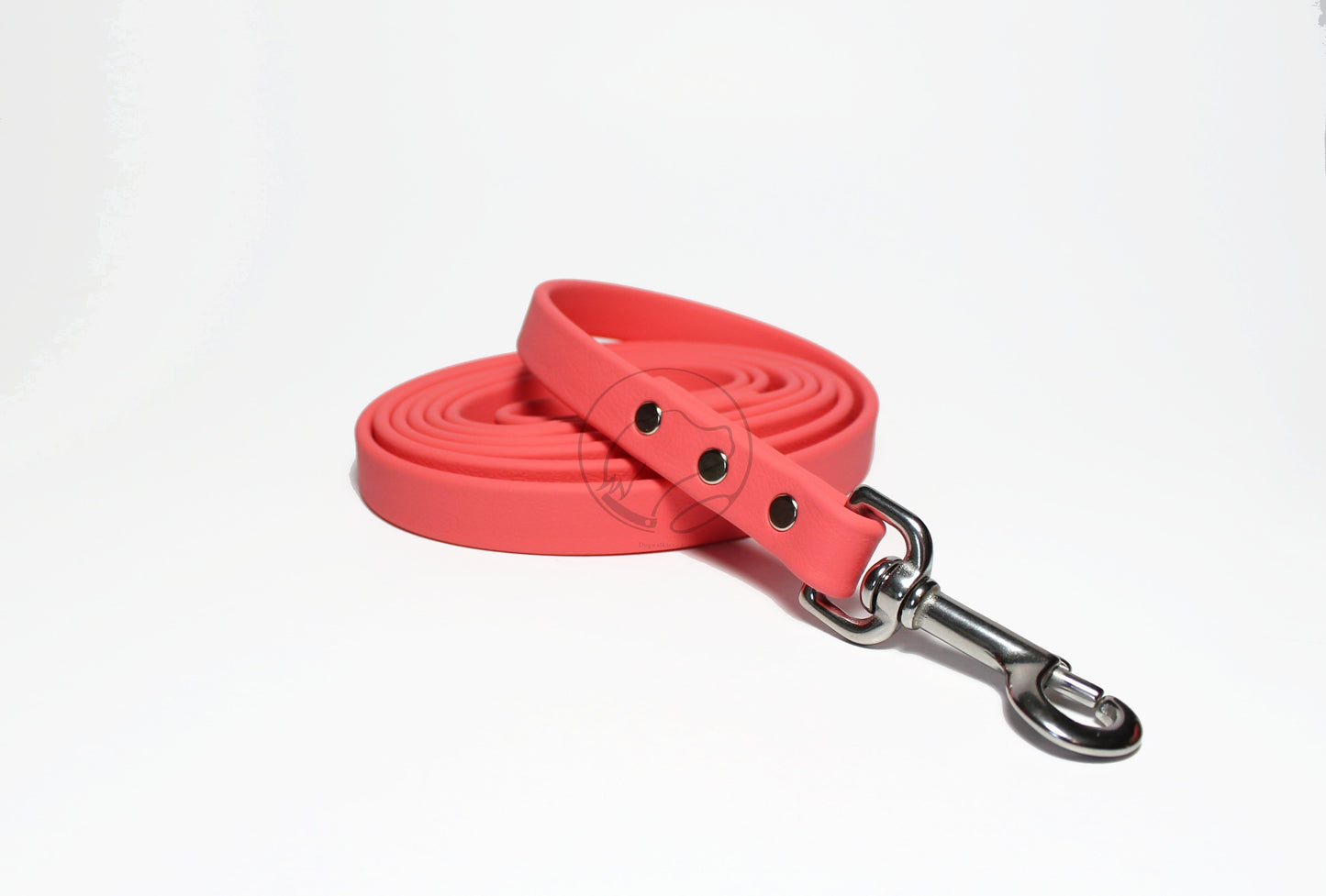 Peach Coral Biothane Dog Leash - Regular 16mm (5/8") width