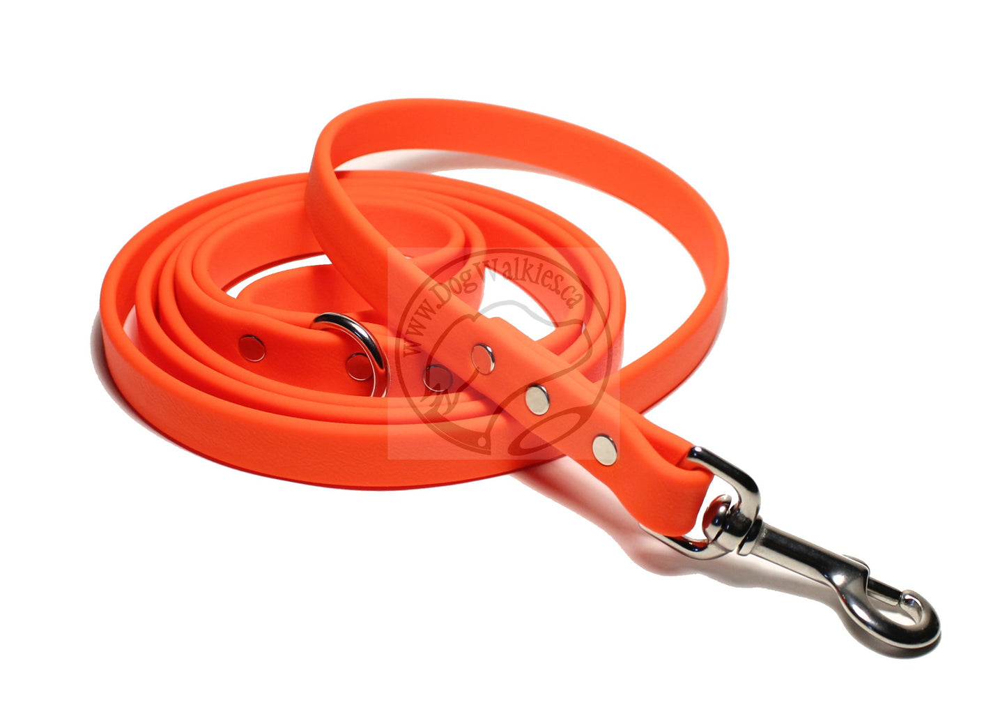 Neon Blaze Orange Biothane Dog Leash - Regular 16mm (5/8") width