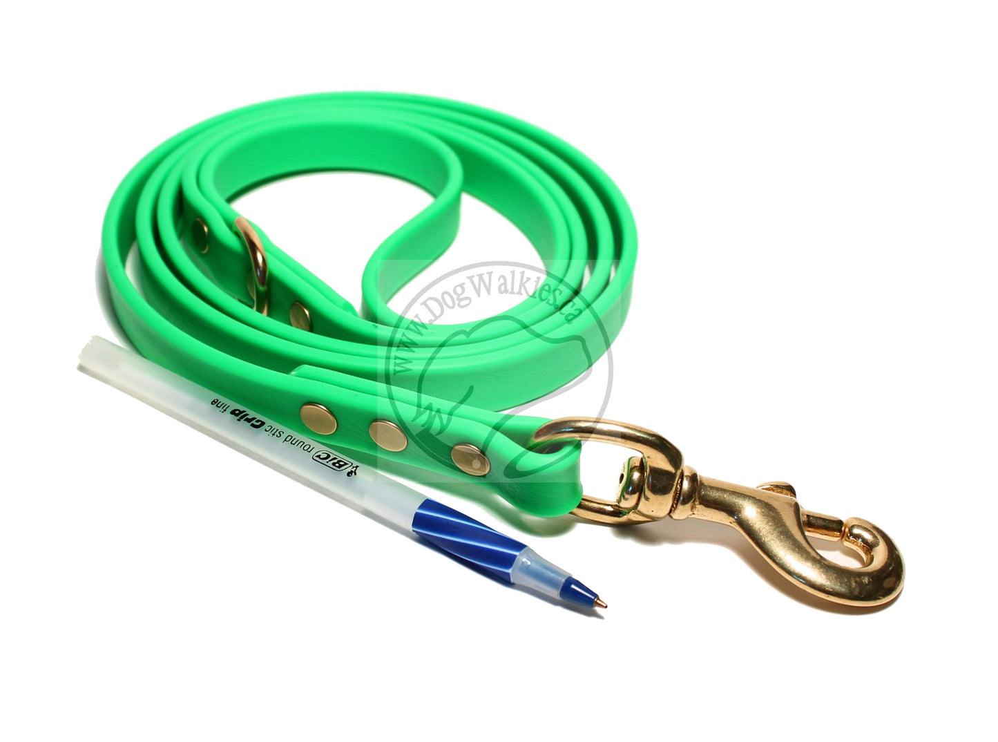 Neon Apple Green Biothane Dog Leash - Regular 16mm (5/8") width
