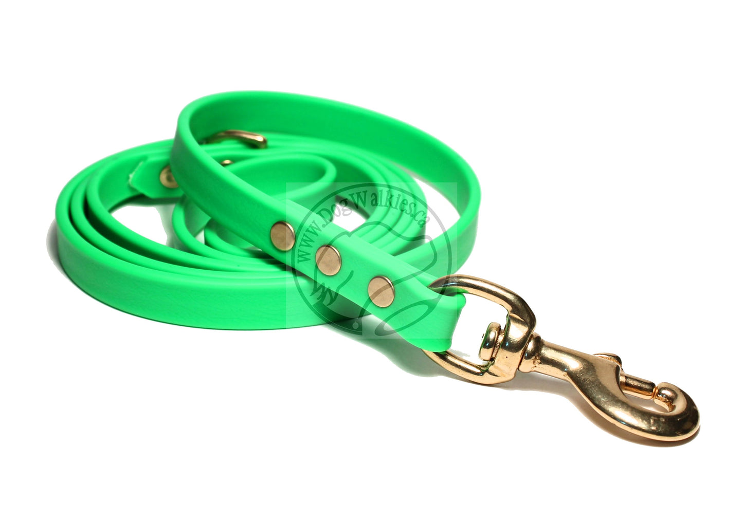 Neon Apple Green Biothane Dog Leash - Regular 16mm (5/8") width