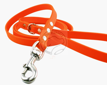 Neon Blaze Orange Biothane Dog Leash - Regular 16mm (5/8") width
