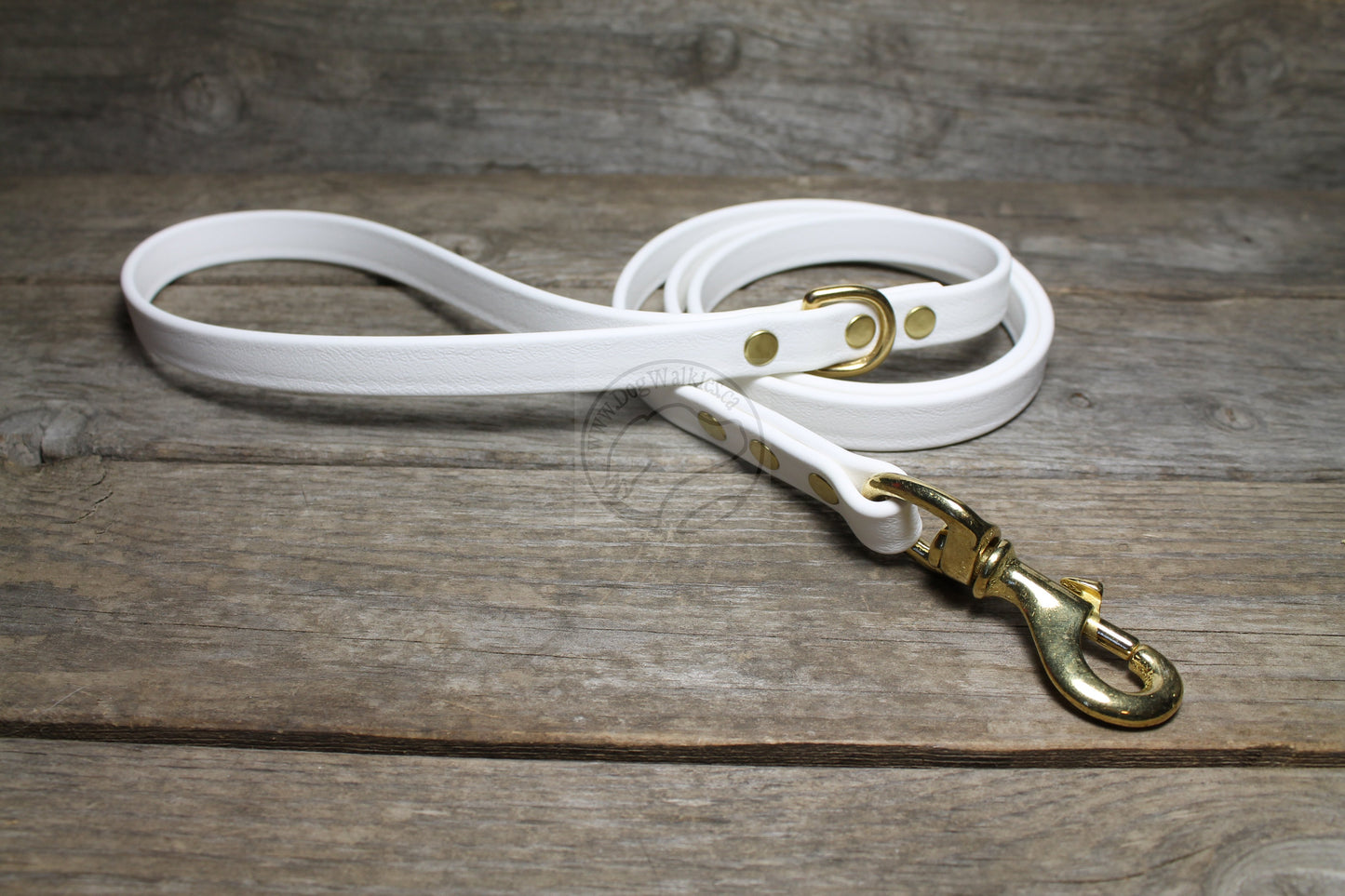 Snow White Biothane Dog Leash - Regular 16mm (5/8") width