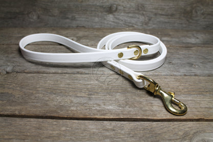 Snow White Biothane Dog Leash - Regular 16mm (5/8") width
