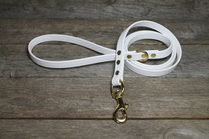 Snow White Biothane Dog Leash - Regular 16mm (5/8") width