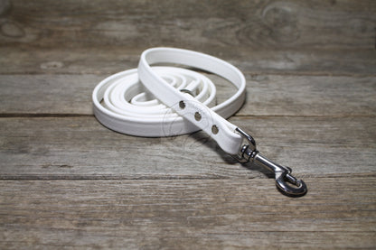 Snow White Biothane Dog Leash - Regular 16mm (5/8") width