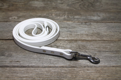 Snow White Biothane Dog Leash - Regular 16mm (5/8") width