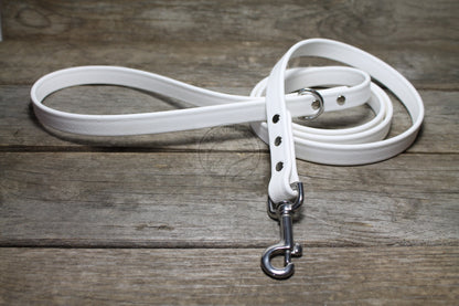 Snow White Biothane Dog Leash - Regular 16mm (5/8") width