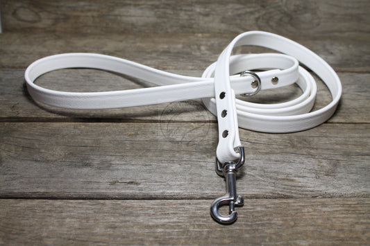 Snow White Biothane Dog Leash - Regular 16mm (5/8") width