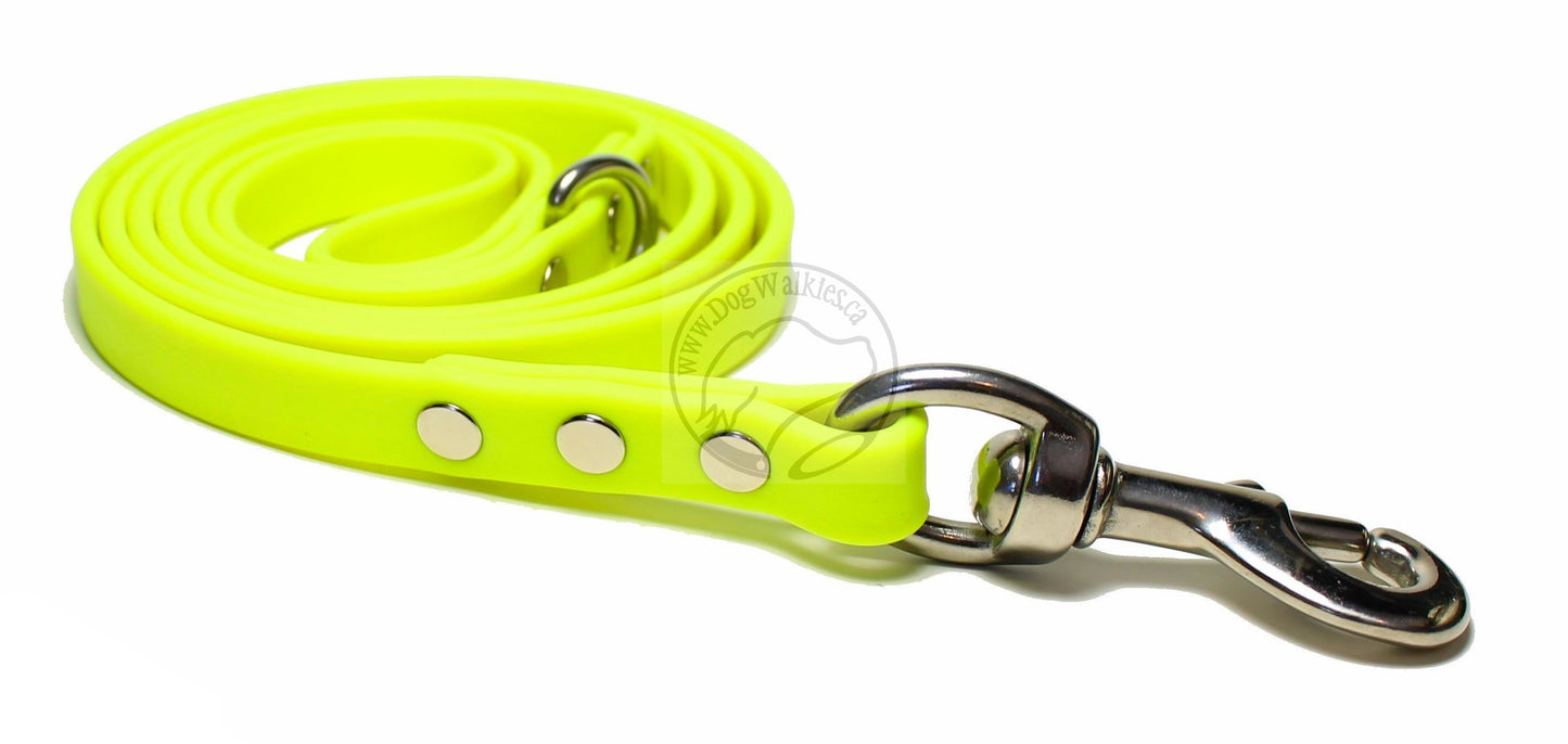 Neon Yellow Biothane Dog Leash - Regular 16mm (5/8") width