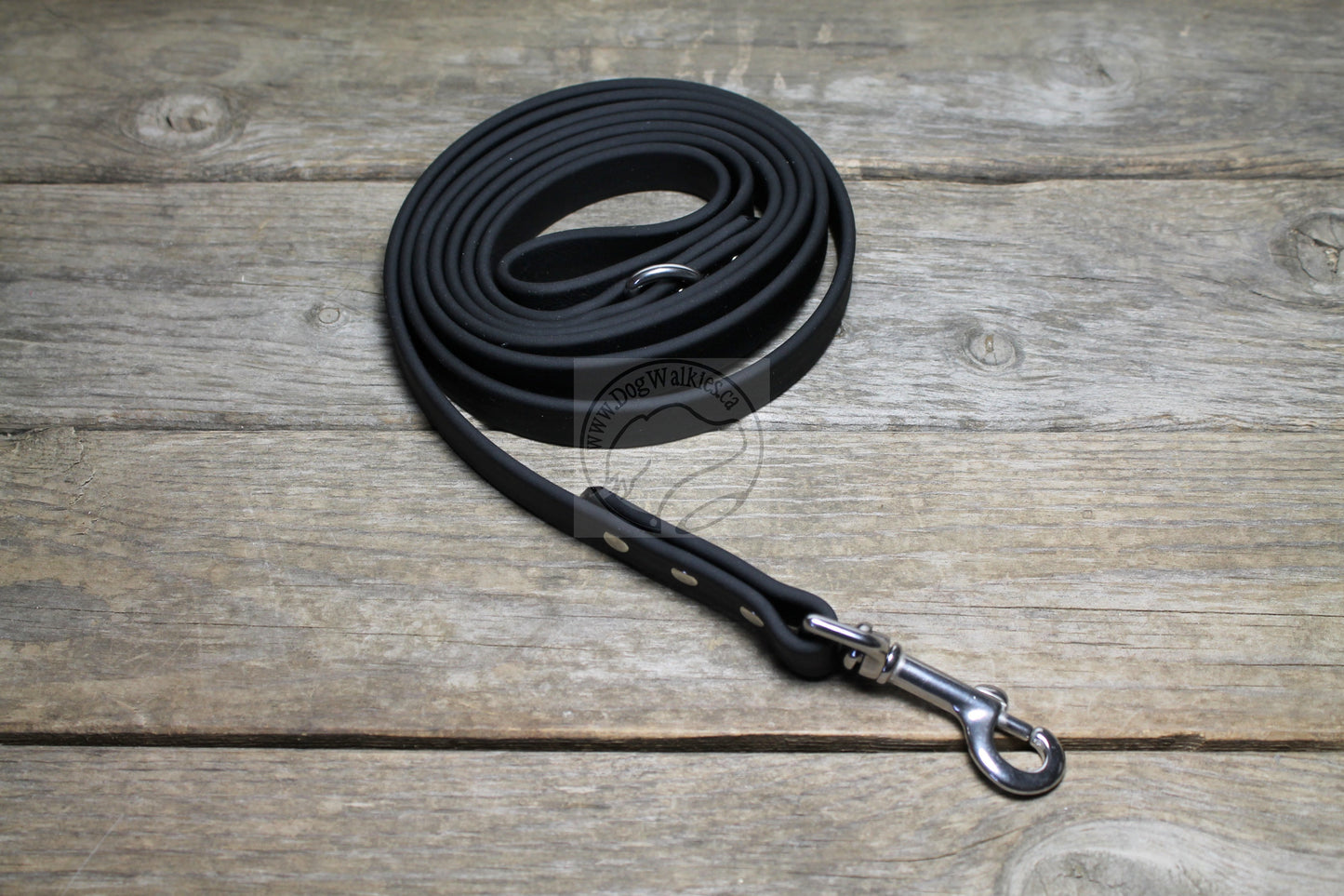 Jet Black Biothane Dog Leash - Regular 16mm (5/8") width