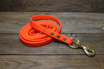 Neon Blaze Orange Biothane Dog Leash - Regular 16mm (5/8") width