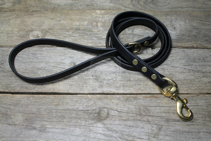 Jet Black Biothane Dog Leash - Regular 16mm (5/8") width