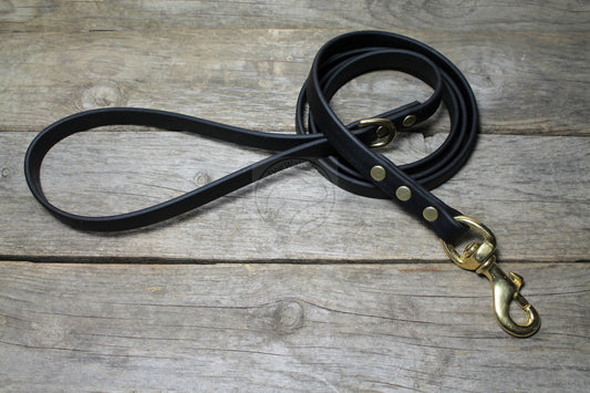 Jet Black Biothane Dog Leash - Regular 16mm (5/8") width
