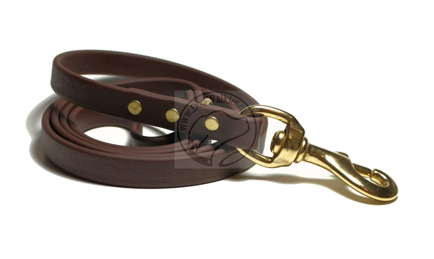 Dark Chocolate Brown Biothane Dog Leash - Regular 16mm (5/8") width