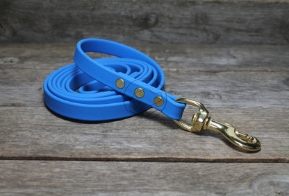 Caribbean Blue Biothane Dog Leash - Regular 16mm (5/8") width