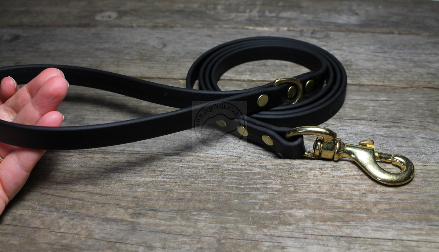 Jet Black Biothane Dog Leash - Regular 16mm (5/8") width