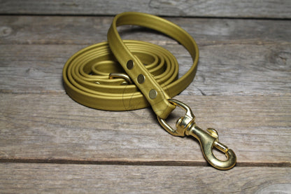 Gold Biothane Dog Leash - Regular 16mm (5/8") width
