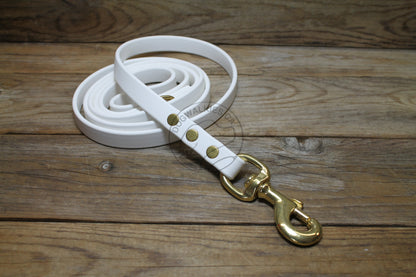 Snow White Biothane Dog Leash - Regular 16mm (5/8") width