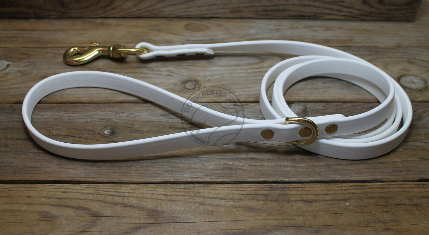 Snow White Biothane Dog Leash - Regular 16mm (5/8") width
