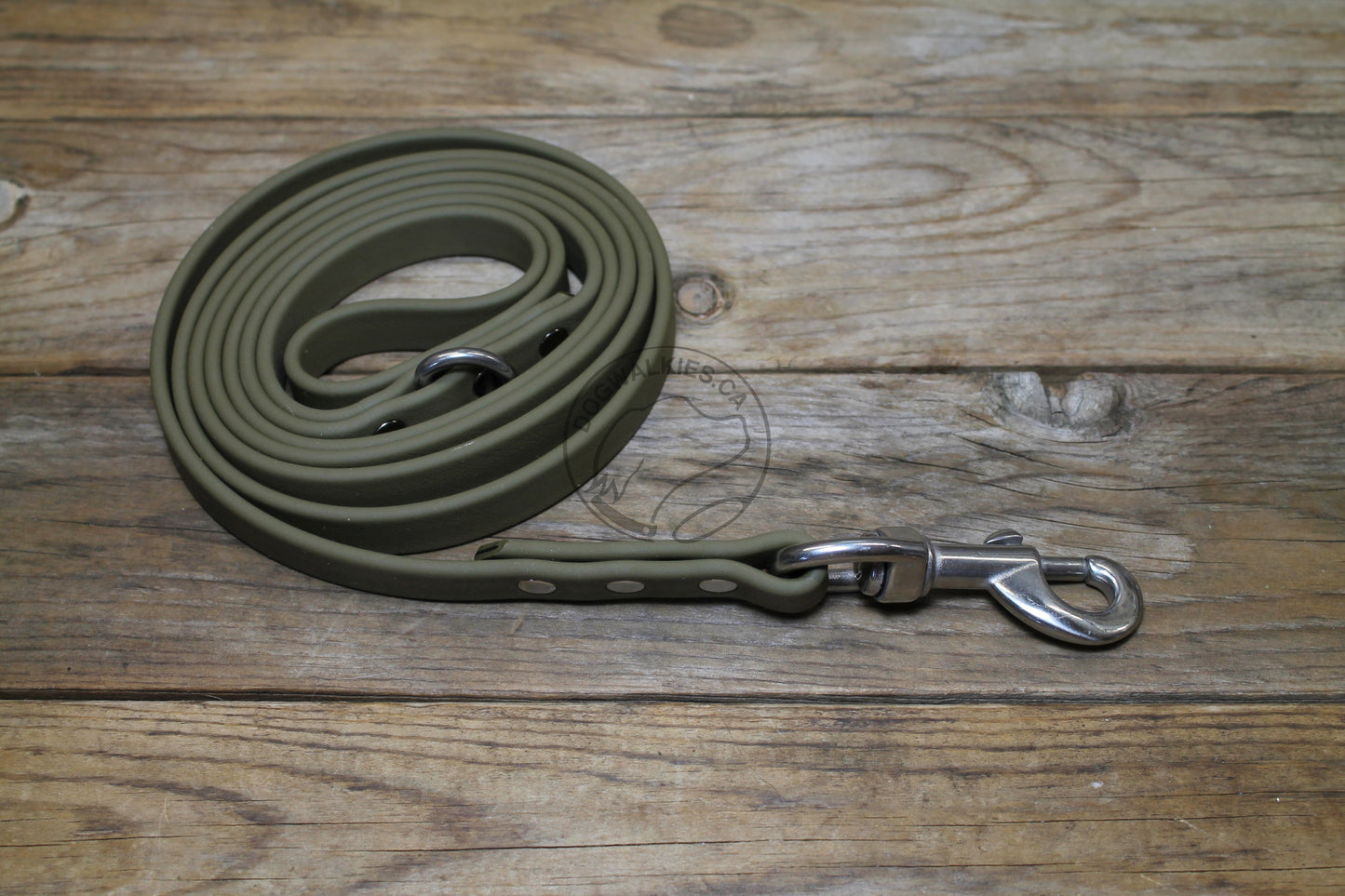 Olive Green Biothane Dog Leash - Regular 16mm (5/8") width