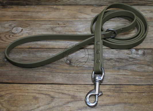 Olive Green Biothane Dog Leash - Regular 16mm (5/8") width