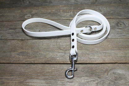 Snow White Biothane Dog Leash - Regular 16mm (5/8") width