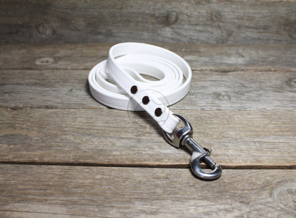 Snow White Biothane Dog Leash - Regular 16mm (5/8") width