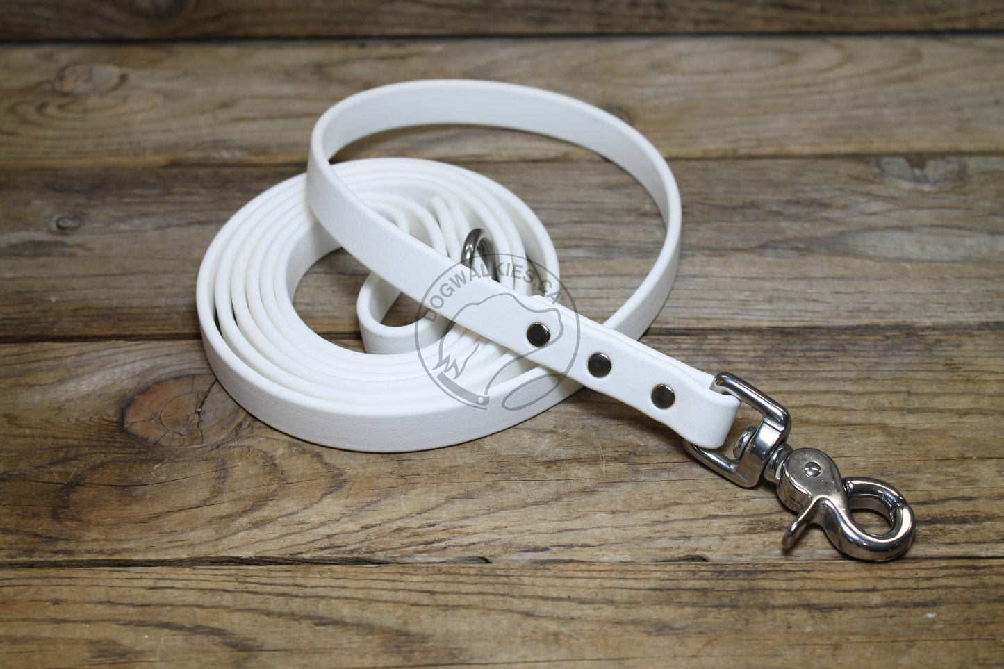 Snow White Biothane Dog Leash - Regular 16mm (5/8") width
