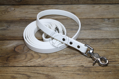 Snow White Biothane Dog Leash - Regular 16mm (5/8") width