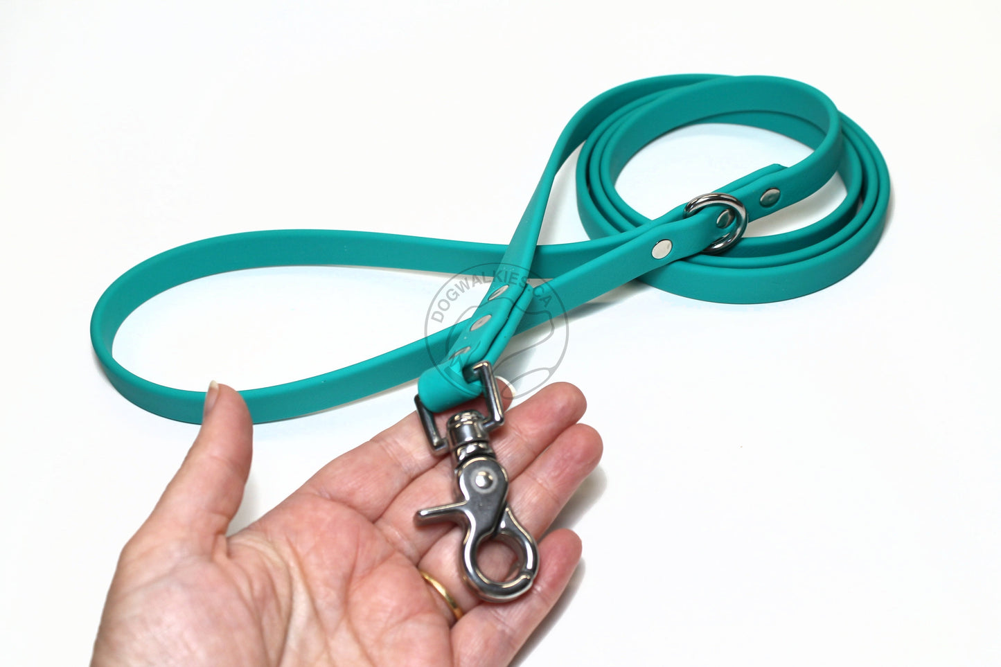 Teal Biothane Dog Leash - Regular 16mm (5/8") width