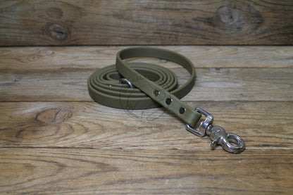 Olive Green Biothane Dog Leash - Regular 16mm (5/8") width