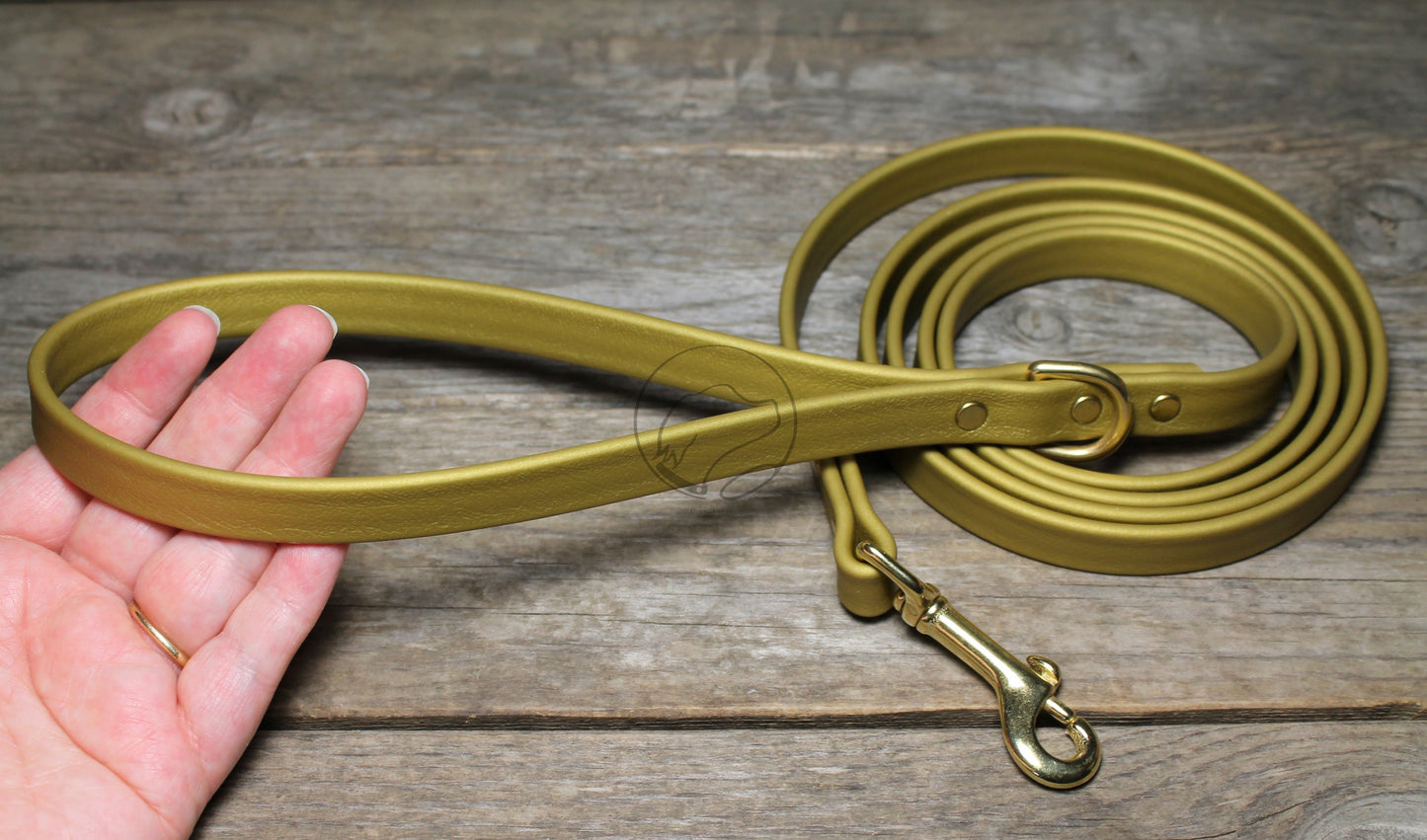 Gold Biothane Dog Leash - Regular 16mm (5/8") width
