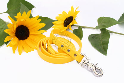 Sunflower Yellow Biothane Dog Leash - Regular 16mm (5/8") width
