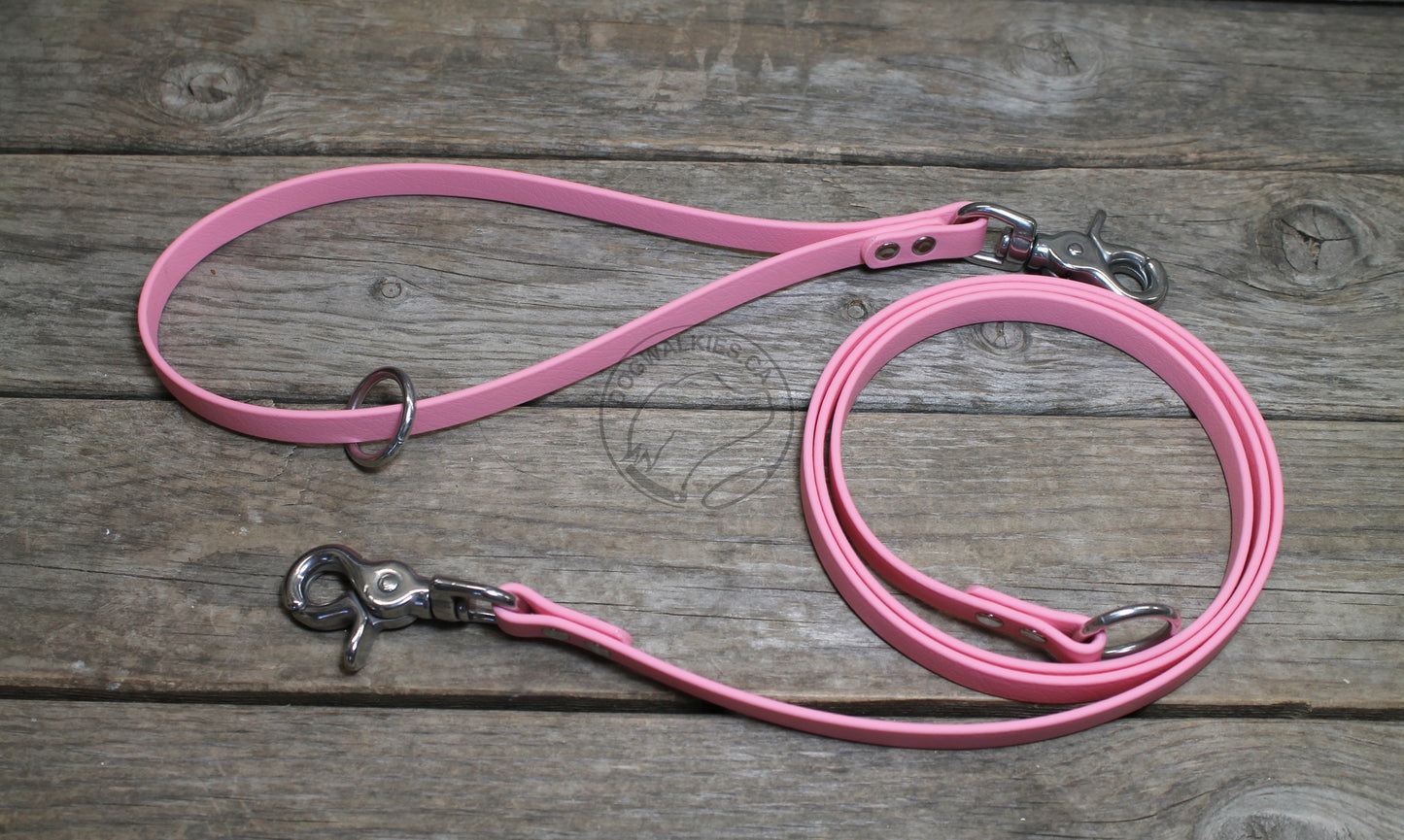 Two Section Leash, Handle with Drag Line - Biothane Dog Leash 12mm (1/2") wide