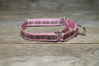 Raspberry tartan - dog collar