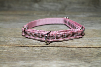 Raspberry tartan - dog collar