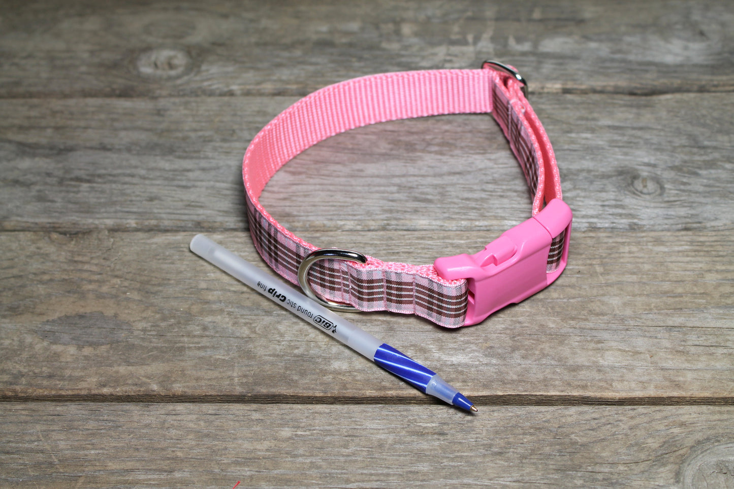Raspberry tartan - dog collar
